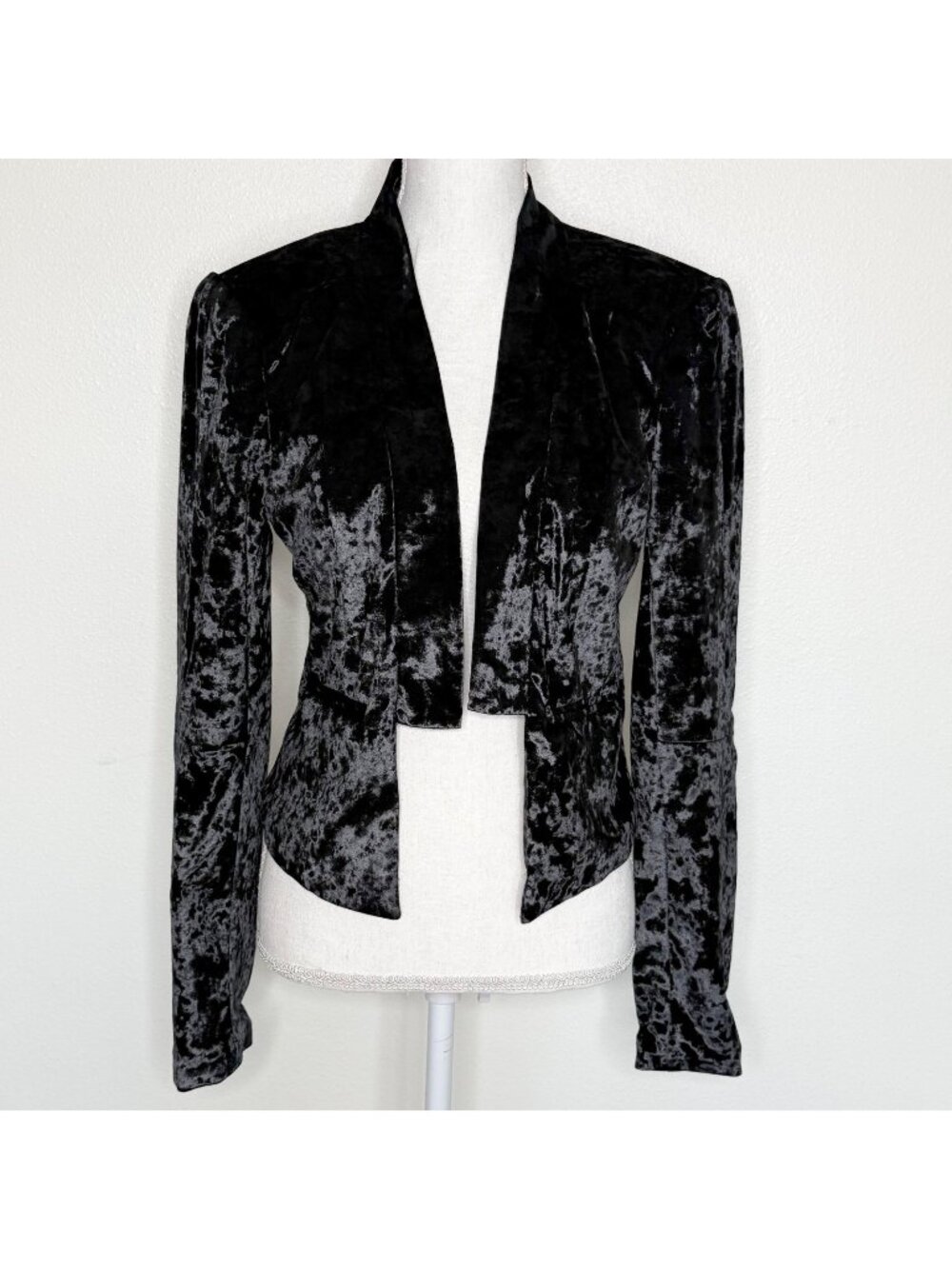 Decree Black Velvet Cropped Blazer Whimsigoth Dark Academia Bolero Jacket Sz M